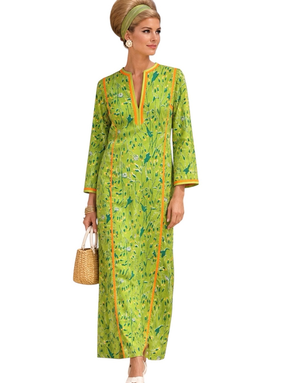 RARE The Lilly Pulitzer Vintage 1960s Dandelion Print Kaftan Tunic Maxi Dress M
